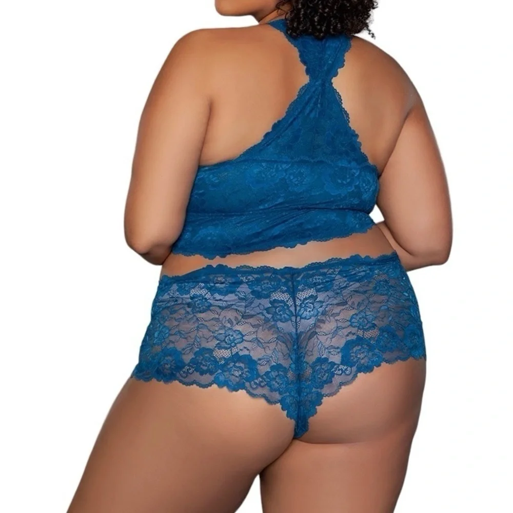 Two Piece Wire Free Bralette And Boyshort Plus Size Set 2XL